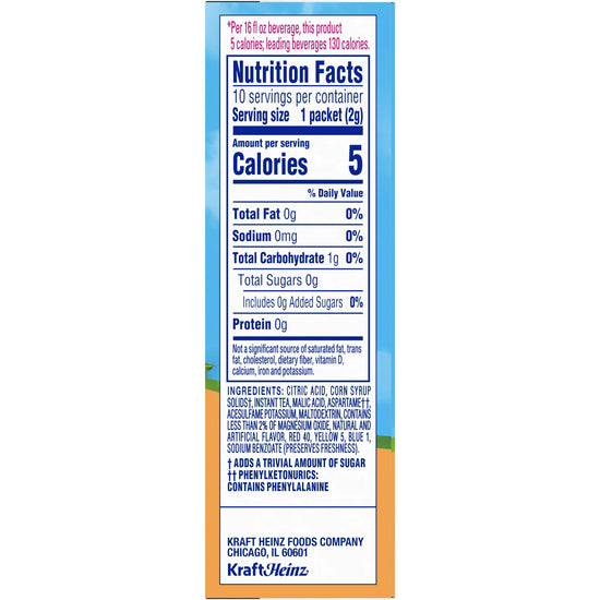 Crystal Light Peach Iced Tea Sugar Free Drink Mix