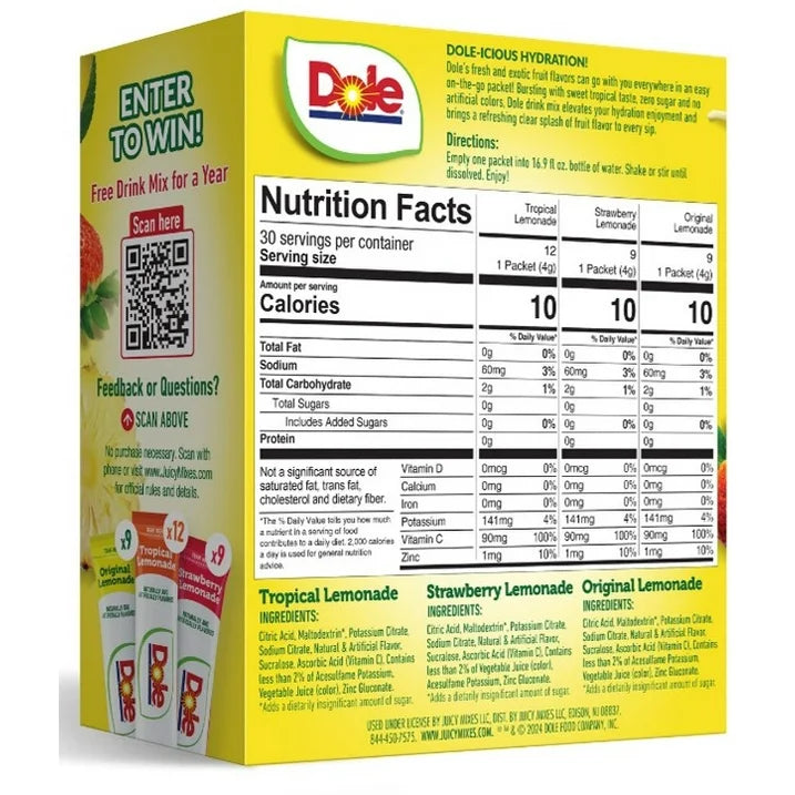 Dole Lemonade Variety Powder Mix
