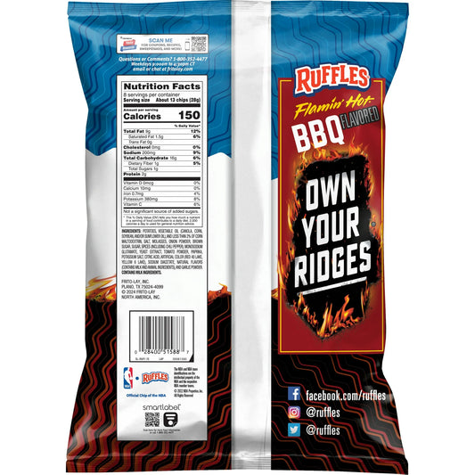 Ruffles Flamin' Hot BBQ Flavored Potato Snack Chips