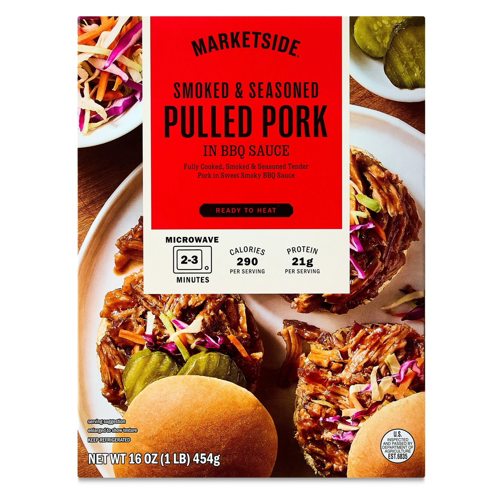 Marketside Ready to Heat Smoked & Seasoned Pulled Pork in BBQ Sauce, 16 oz