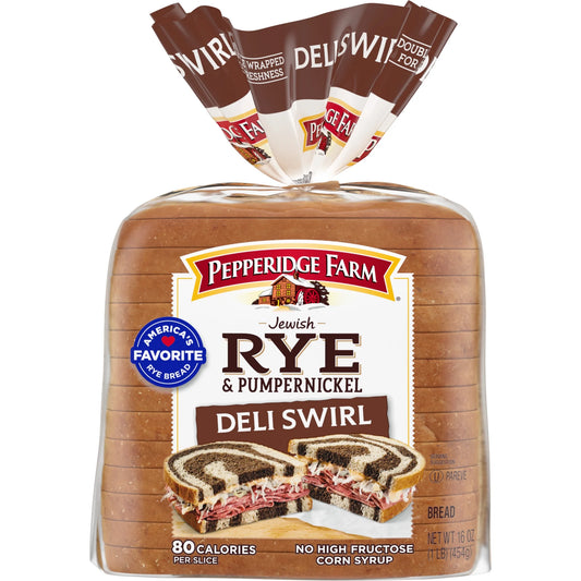 Jewish Rye & Pumpernickel Pepperidge Farm Deli Swirl Bread, 16 oz. Bag