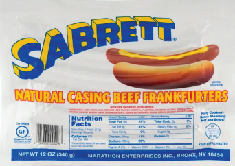 Sabrett Natural Casing Beef Frankfurters - 6 ct