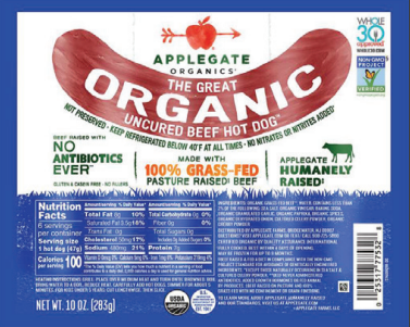 Applegate Organic Uncured Beef Hot Dog
