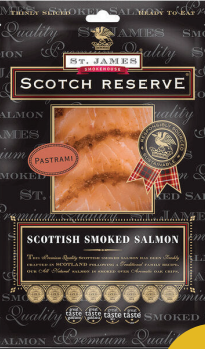St. James Smokehouse Scotch Reserve Sliced Pastrami Smoked Salmon 4 oz.
