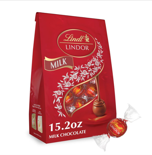 Lindt LINDOR Milk Chocolate Candy Truffles, 15.2 oz. Bag