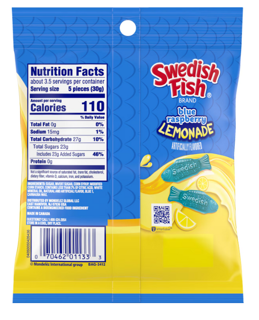 Swedish Fish Blue Raspberry Lemonade Soft & Chewy Candy, 3.59-oz.