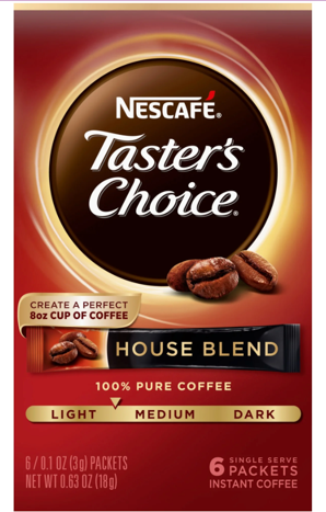 NESCAFE Taster's Choice House Blend Light Roast, Instant Coffee Single Serve Packets, 16 Count