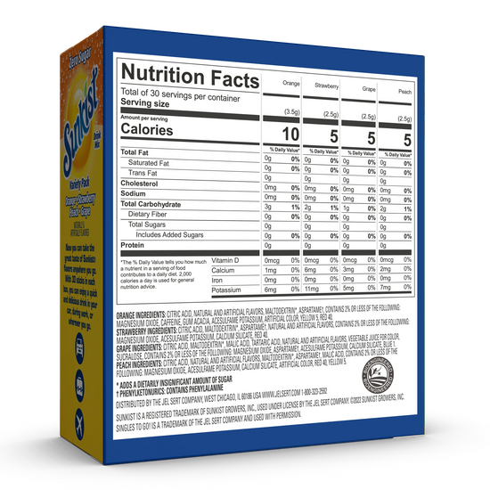 Sunkist Zero Sugar Variety Pack Singles