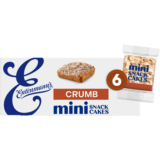 Entenmann's Cinnamon Sugar Crumb Cakes, 6 packs, Mini Crumb Cakes, 12.25 oz Box